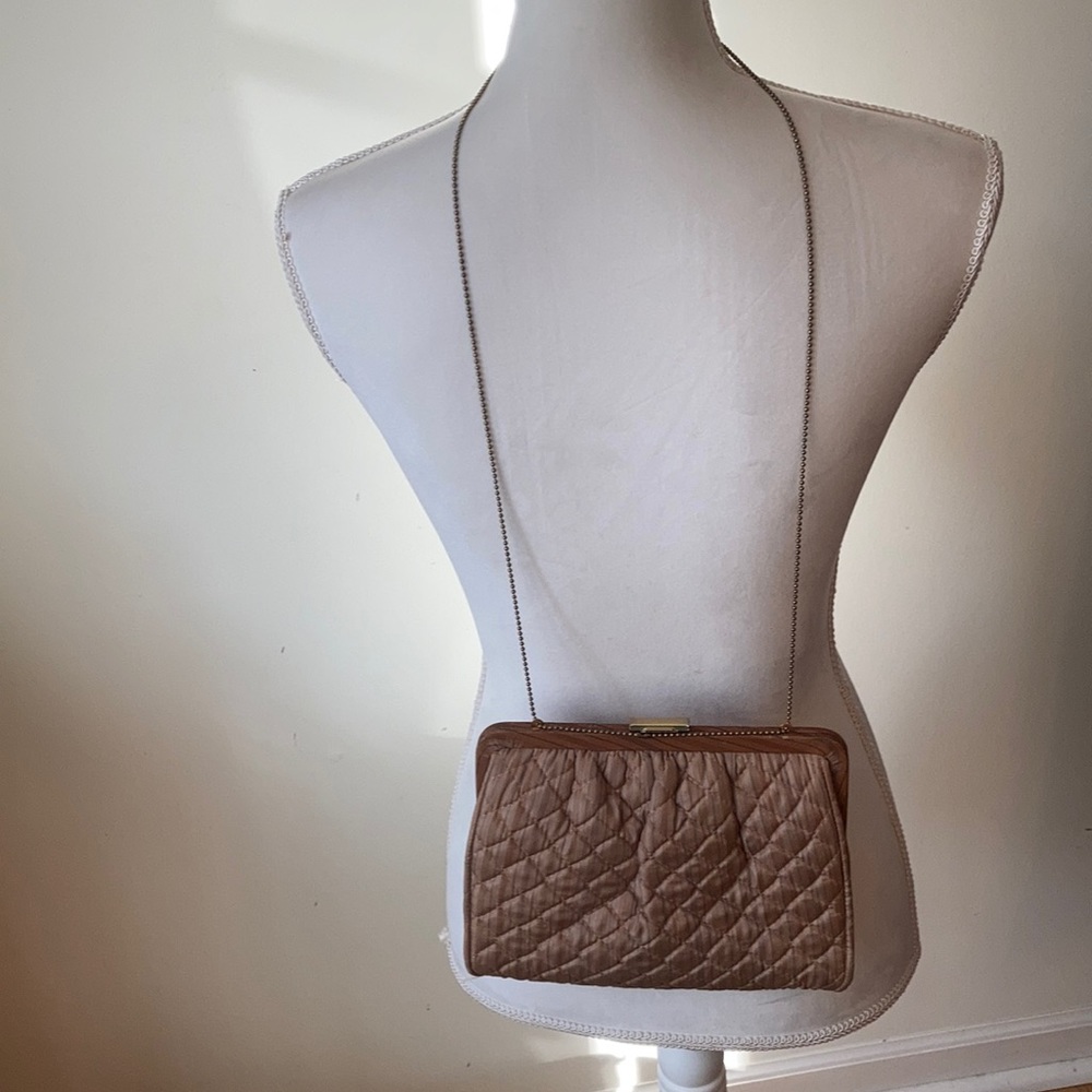 Vtg Shirl Miller LTD made USA brown fabric purse